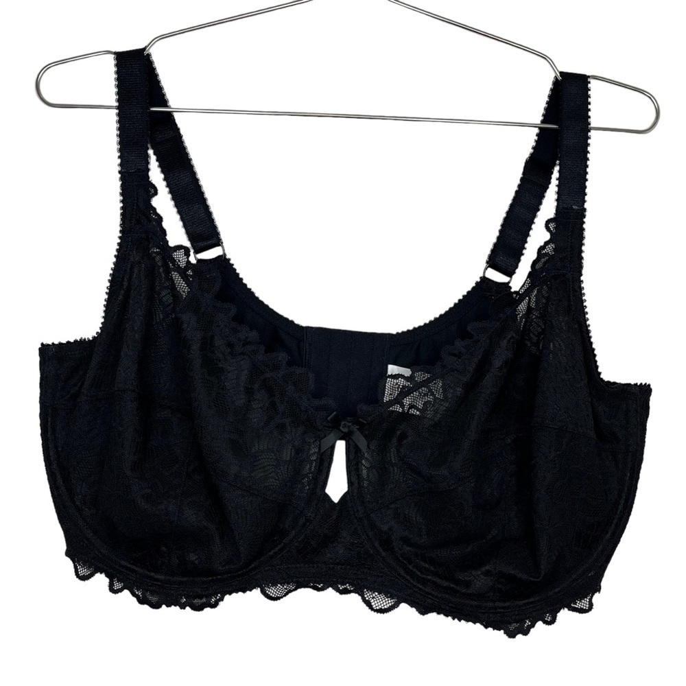 DEESSE Unlined Lace Underwire Bra Femme Couture Black